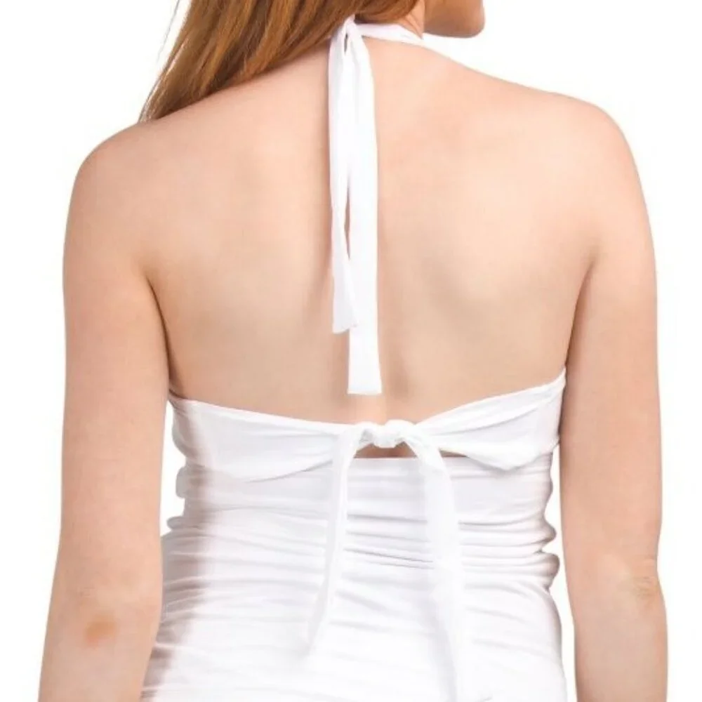 Tommy Bahama Womens Black Halter Pearl Underwired Tankini Swim Top Sz S New - Picture 2 of 12